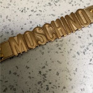 Moschino *AUTHENTIC* gold on gold letter bracelet  leather adjustable